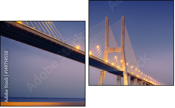 sunrise on Vasco da Gama bridge - Two-piece canvas, Diptych