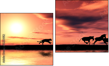 Hunting cougar. - Two-piece canvas, Diptych
