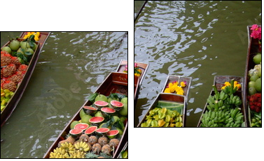 floating market in bangkok - Two-piece canvas, Diptych