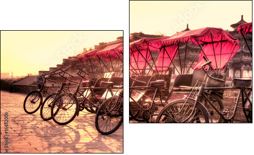 Xi'an / China  - Town wall with bicycles - Two-piece canvas, Diptych
