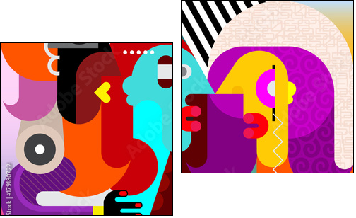 Three People portrait - Two-piece canvas, Diptych