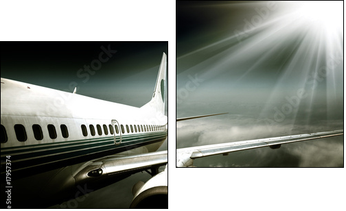 the airplane with the blue sky background. - Two-piece canvas, Diptych