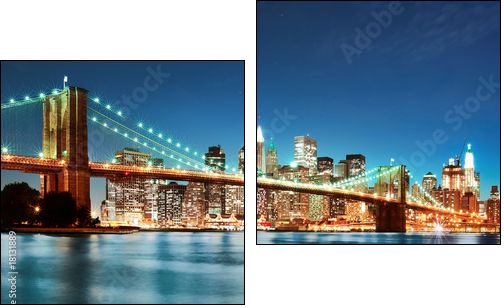 Brooklyn bridge at night - Two-piece canvas, Diptych