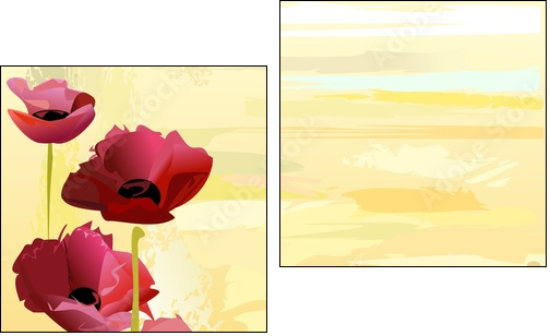 Painted poppies background - Two-piece canvas, Diptych