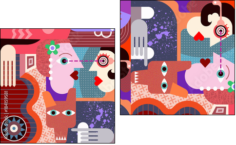 Group of people - Two-piece canvas, Diptych