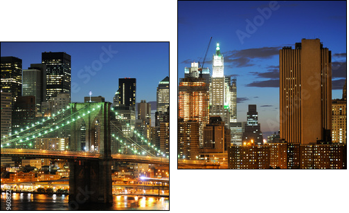 New york Manhattan bridge after sunset - Two-piece canvas, Diptych