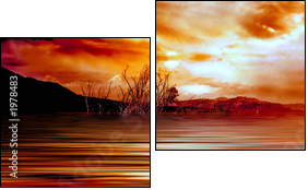 sunrise mono lake - Two-piece canvas, Diptych