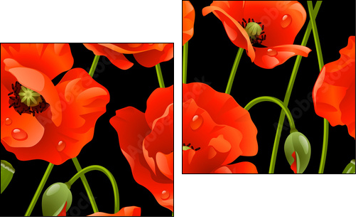 Seamless background: poppy - Two-piece canvas, Diptych
