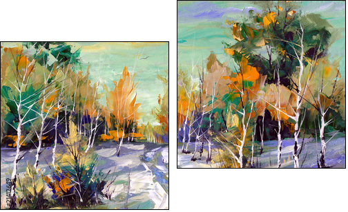 Winter road to wood - Two-piece canvas, Diptych