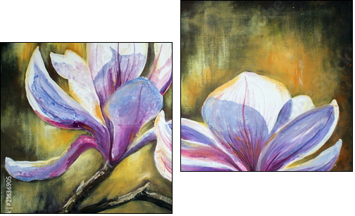 Magnolia flowers.My own artwork. - Two-piece canvas, Diptych