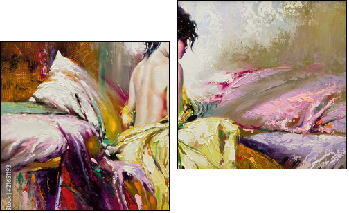 Portrait of the nude girl - Two-piece canvas, Diptych