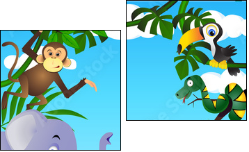 Wild animal in the tropical jungle - Two-piece canvas, Diptych