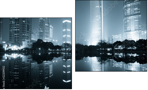night view of shanghai - Two-piece canvas, Diptych