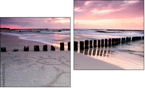 Calmness.Beautiful sunset with symbol of love. - Two-piece canvas, Diptych