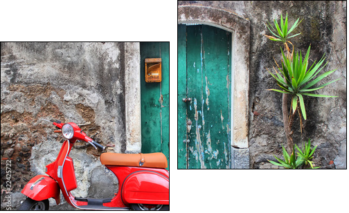 Red scooter - Two-piece canvas, Diptych