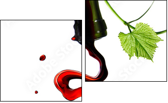 Pouring red wine in glass with rod isolated on white - Two-piece canvas, Diptych