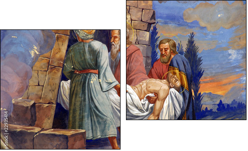 Jesus is laid in the tomb - Two-piece canvas, Diptych