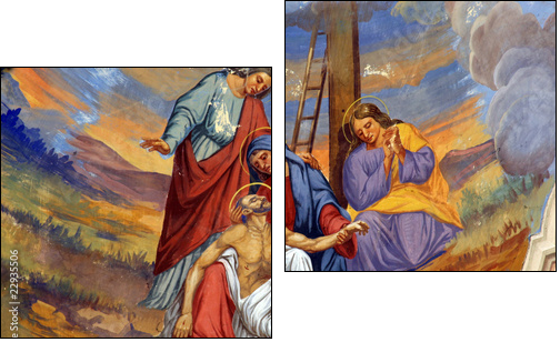 Jesus' body is removed from the cross - Two-piece canvas, Diptych