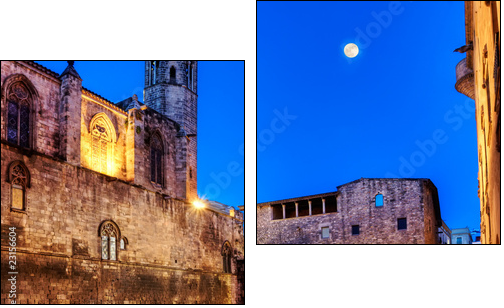 La Placa del Rei at dusk, The Kings Square, Barcelona 2 - Two-piece canvas, Diptych