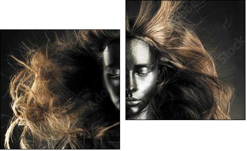 Beautiful woman with black skin - Two-piece canvas, Diptych