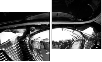 Side view of a custom motorcycle engine - Two-piece canvas, Diptych