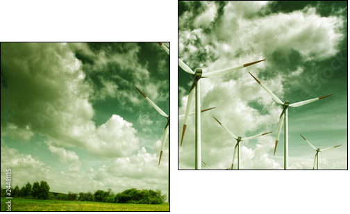 Wind turbines, ecology - Two-piece canvas, Diptych
