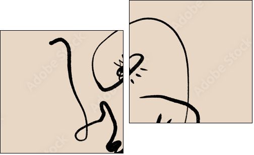 Hand drawn stylized temting contemporary art - Two-piece canvas, Diptych