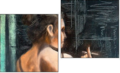 Portrait of the woman with a cigarette - Two-piece canvas, Diptych