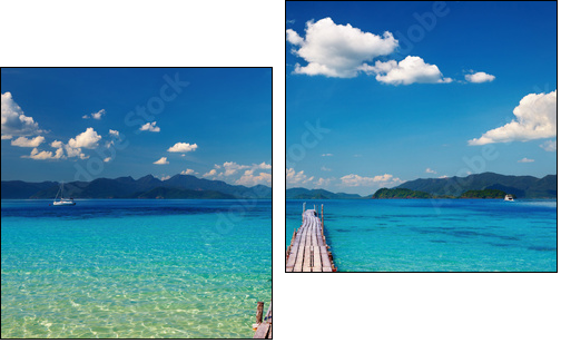 Wooden pier in tropical paradise - Two-piece canvas, Diptych