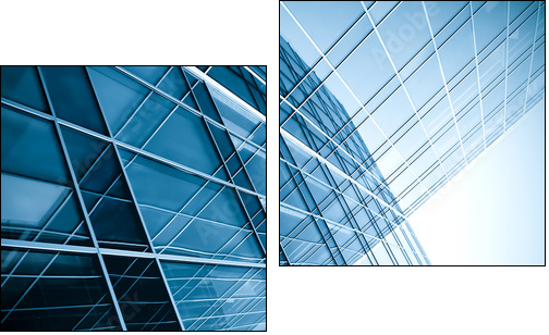 modern glass silhouettes of skyscrapers at night - Two-piece canvas, Diptych