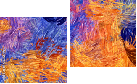 Impressionism wall art print. Vincent Van Gogh style oil painting. Swirl splashes. Surrealism artwork. Abstract artistic background. Real brush strokes on canvas. - Two-piece canvas, Diptych