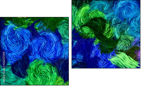 Impressionism wall art print. Vincent Van Gogh style oil painting. Swirl splashes. Surrealism artwork. Abstract artistic background. Real brush strokes on canvas. - Two-piece canvas, Diptych
