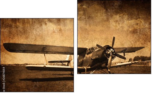 stary samolot - dwupÅatowiec - Two-piece canvas, Diptych