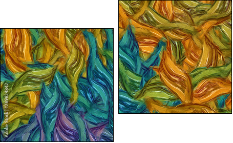 Abstract painting impressionism wall art print example with oil imitation in Vincent Van Gogh style. Artistic contemporary design decor elements. Pop modern abstraction with vibrant bright strokes. - Two-piece canvas, Diptych