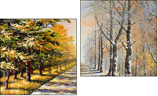Allegory on theme winter-autumn - Two-piece canvas, Diptych