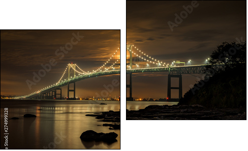 Newport bridge at night - Two-piece canvas, Diptych