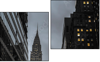 New York City Street At Night With Empire State Building Urban Scene - Two-piece canvas, Diptych