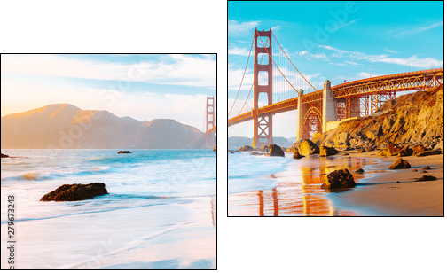 Golden Gate Bridge at sunset, San Francisco, California, USA - Two-piece canvas, Diptych