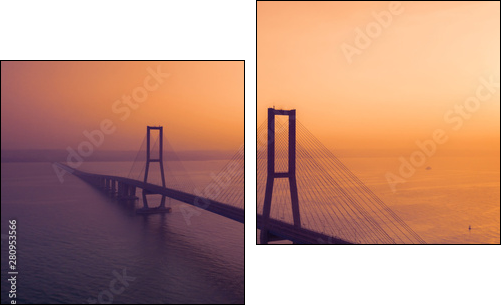 Beautiful scenery of Suramadu bridge at sunset - Two-piece canvas, Diptych