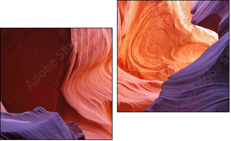 Glowing colorful  corridor - Two-piece canvas, Diptych