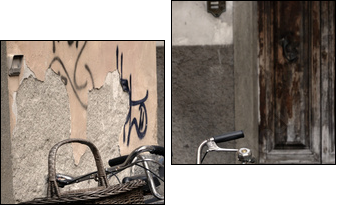 Italian old-style bicycles in Lucca, Tuscany - Two-piece canvas, Diptych