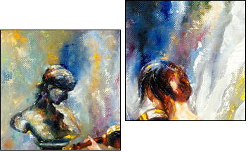 The girl playing a violin - Two-piece canvas, Diptych