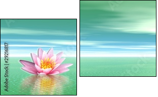 Lily flower in green ocean - Two-piece canvas, Diptych