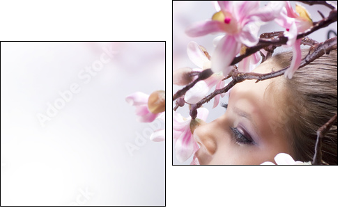 Beautiful Girl with flower - Two-piece canvas, Diptych