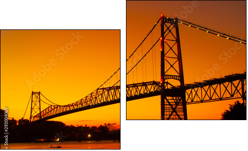 Hercilio Luz bridge in the sunset - Two-piece canvas, Diptych