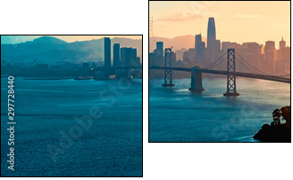 Aerial view of the Bay Bridge in San Francisco, CA - Two-piece canvas, Diptych