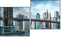 Suspension Brooklyn Bridge across Lower Manhattan and Brooklyn. New York, USA. - Two-piece canvas, Diptych