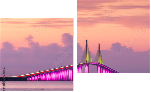 Sunshine Skyway Bridge spanning the Lower Tampa Bay - Two-piece canvas, Diptych