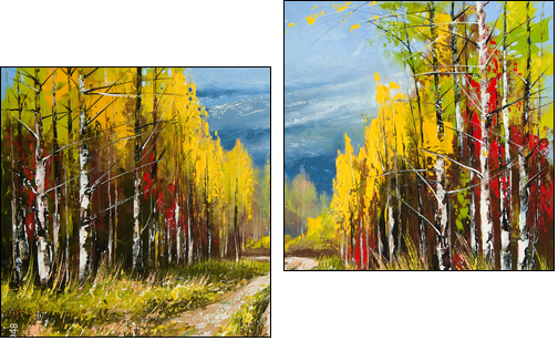 Oil Painting - gold autumn - Two-piece canvas, Diptych