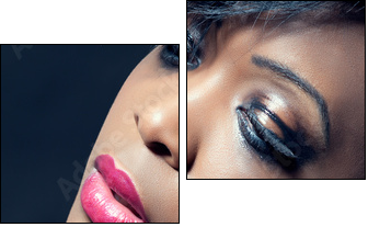 Beautiful young sensual woman with dark makeup - Two-piece canvas, Diptych